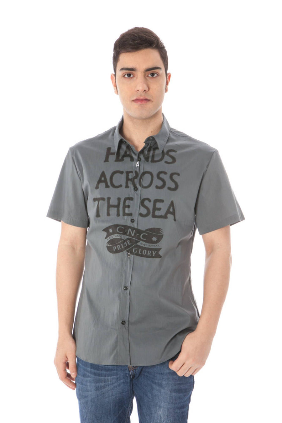Costume National Short Sleeve Shirt for Man Gray