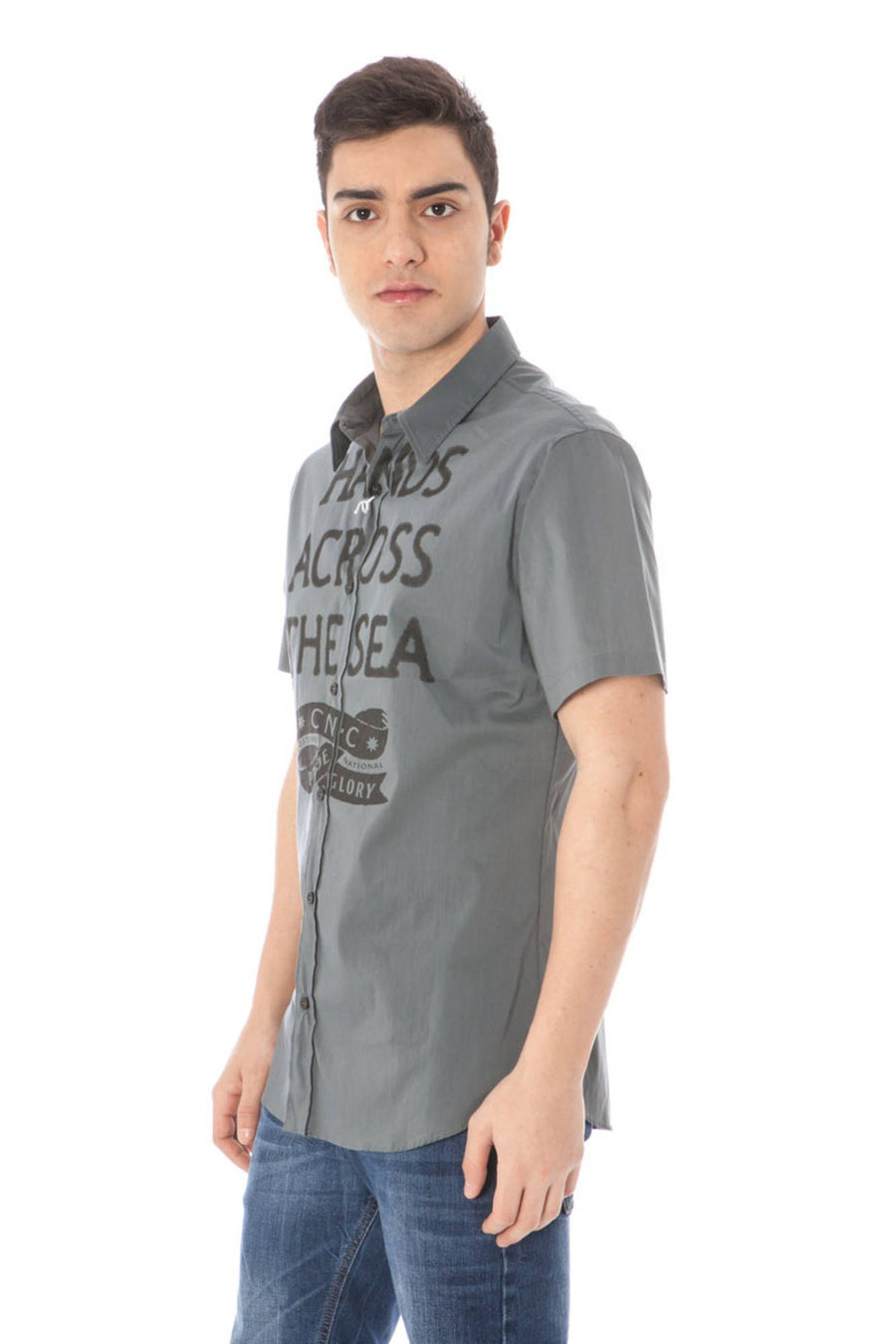 Costume National Short Sleeve Shirt for Man Gray
